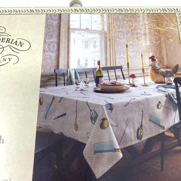 John Derian Target 84"x60" Cutlery Toss Printed Rectangle Tablecloth Farmhouse - Picture 3 of 6